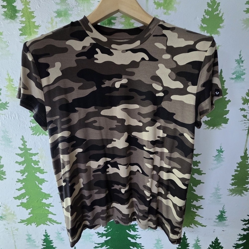 True Religion Camouflage Tee in Brown and Black